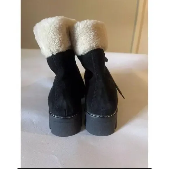 La Canadienne Andy Suede Sherling Winter Hiker Booties Black 11 NEW! $625